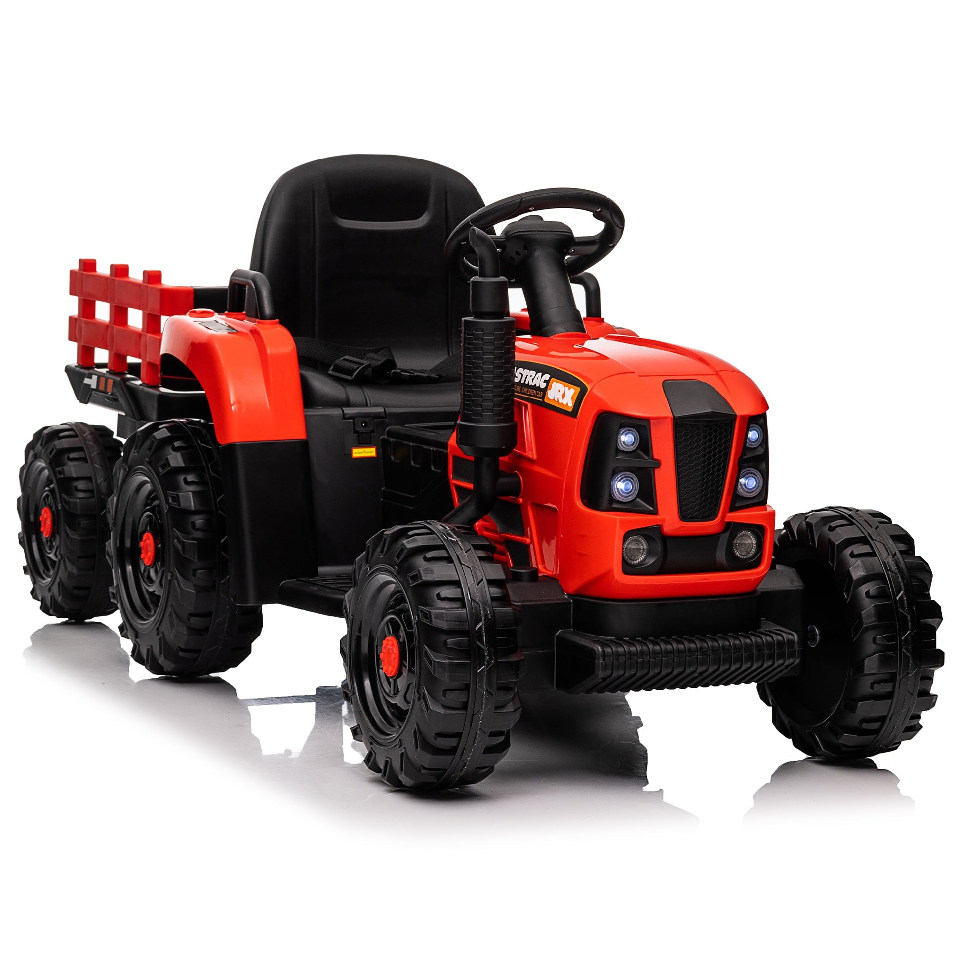 Ride on Tractor with Trailer,24V 400W Powered Electric Tractor Toy w/Remote Control,electric car for kids,Three speed adjustable,Power display, USB,MP3 ,Bluetooth,LED light,Two-point safety belt.