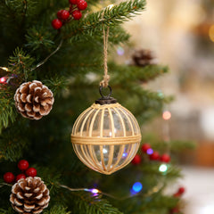 D3.9" X-Mas Hanging Ornament, Decorative Hanging Ball Christmas Tree Ornaments for Holiday Party Decorations, Set of 3