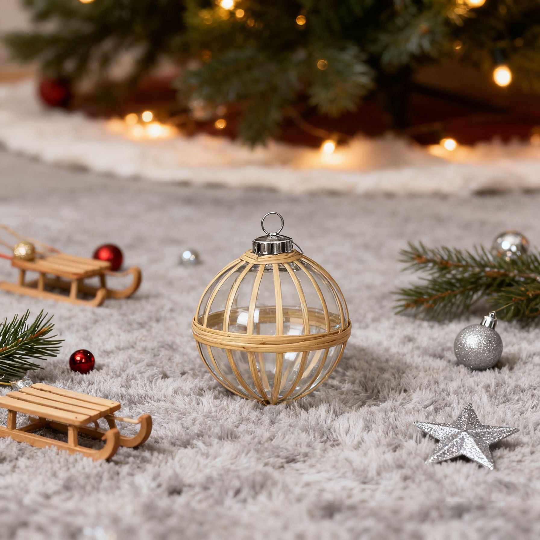 D3.9" X-Mas Hanging Ornament, Decorative Hanging Ball Christmas Tree Ornaments for Holiday Party Decorations, Set of 3