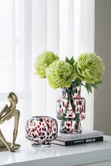 D6x10" Clear Glass Accent Vase with Artistic Amber Spots