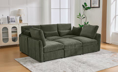 Modern Sectional Sofa Modular Sofa 85.4" U-shaped Sofa Couch Sofa Bed L-shaped Sofa with a Movable Ottoman and Two USB Ports and a Phone Holder for Living Room, Green