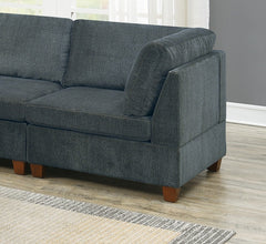 Living Room Furniture Grey Chenille Modular Sofa Set 6pc Set Sofa Loveseat Modern Couch 4x Corner Wedge 1x Armless Chairs and 1x Ottoman Plywood