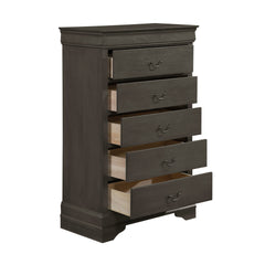 Classic Louis Philippe Style Stained Gray Finish 1pc Chest of 5x Drawers Traditional Design Bedroom Furniture