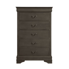 Classic Louis Philippe Style Stained Gray Finish 1pc Chest of 5x Drawers Traditional Design Bedroom Furniture