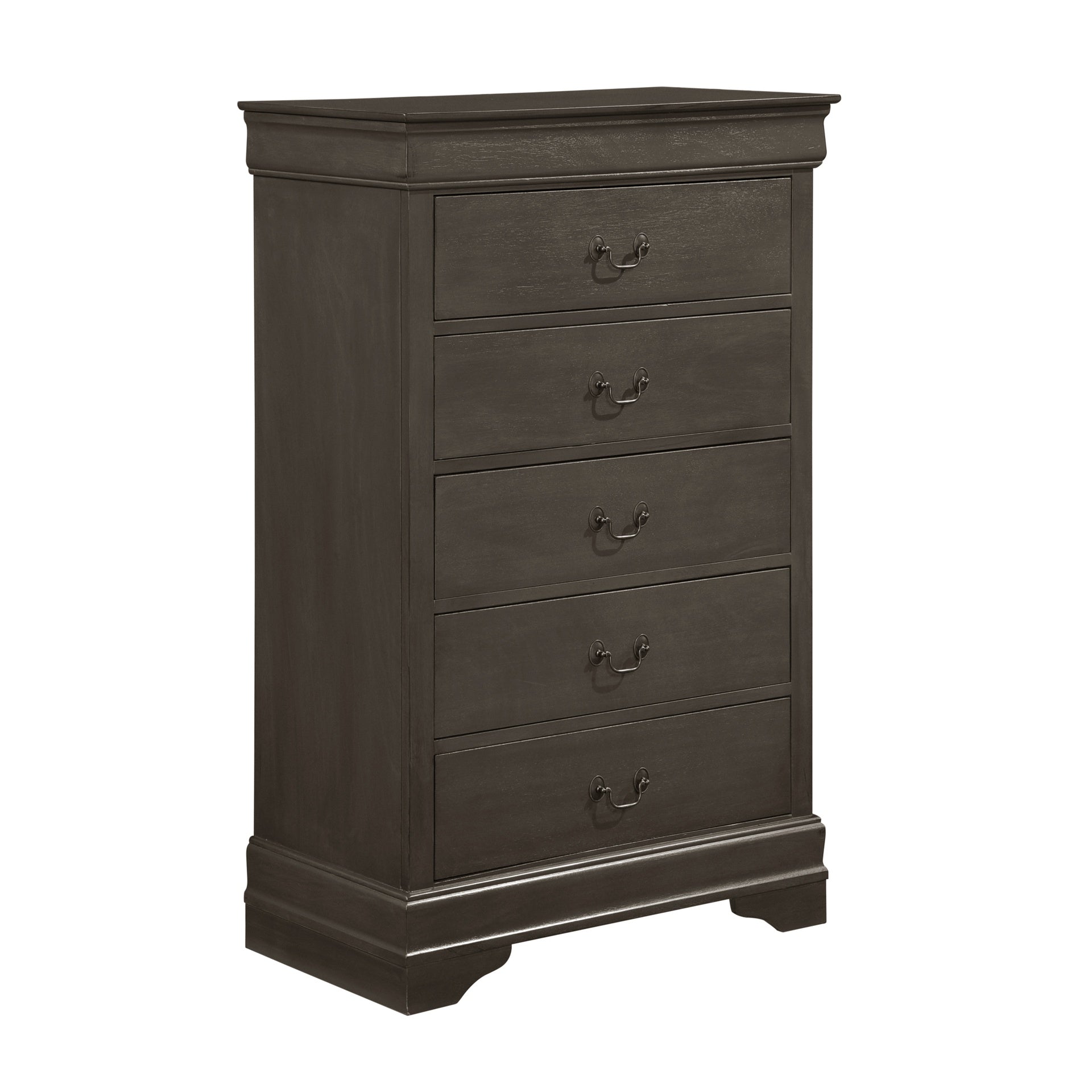 Classic Louis Philippe Style Stained Gray Finish 1pc Chest of 5x Drawers Traditional Design Bedroom Furniture