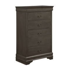 Classic Louis Philippe Style Stained Gray Finish 1pc Chest of 5x Drawers Traditional Design Bedroom Furniture