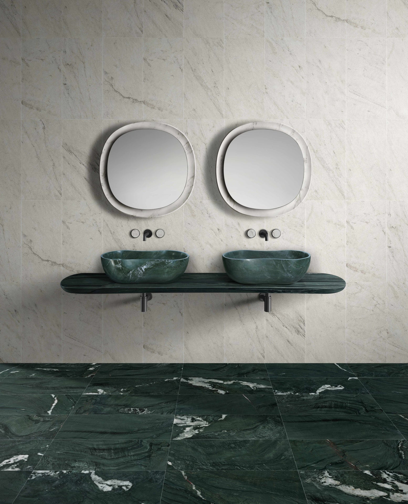 Green natural marble bathroom vessel sink, polished surface, natural stone, genuine marble, real marble, 23.6x14.2xH7.1 inches/600x360xH180 mm