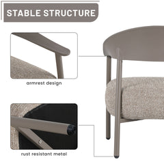 Holiday - Modern 2-Piece Accent Chair Set with Coffee Table – Warm Grey PP & Steel Frame Sofa Set, Soft Cushioned Seating for Living Room, Lounge, Balcony (2 Chairs + 1 Table)