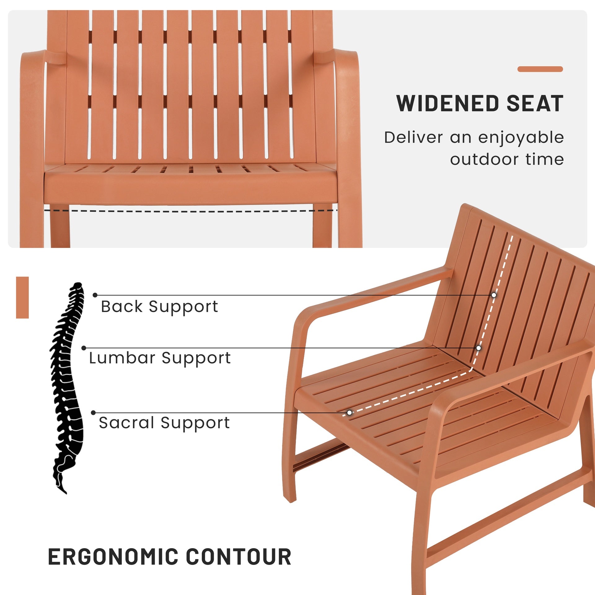 Holiday - 2-Piece Indoor/Outdoor Furniture set 1 Chairs & 1 Coffee Tables Waterproof PP Material- Easy Assembly Patio Conversation Set (Apricot Brown)