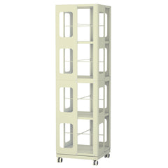 4-Tier All-Steel Rotating Bookshelf with 360° Wheels, Large Size Sturdy & Spacious Book Rack, New Style Yellow Bookshelf,Easy Assembly