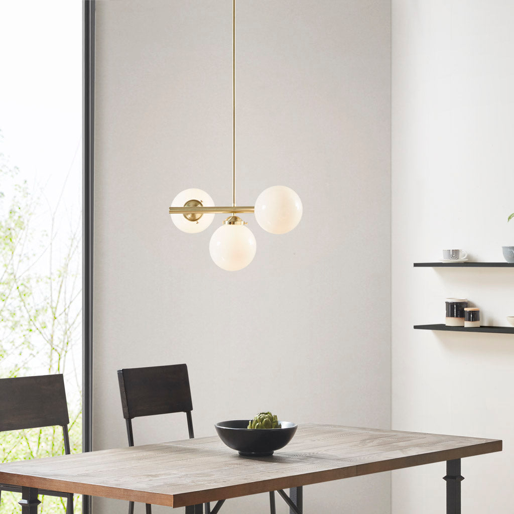 3-Light Chandelier with Frosted Glass Globe Bulbs