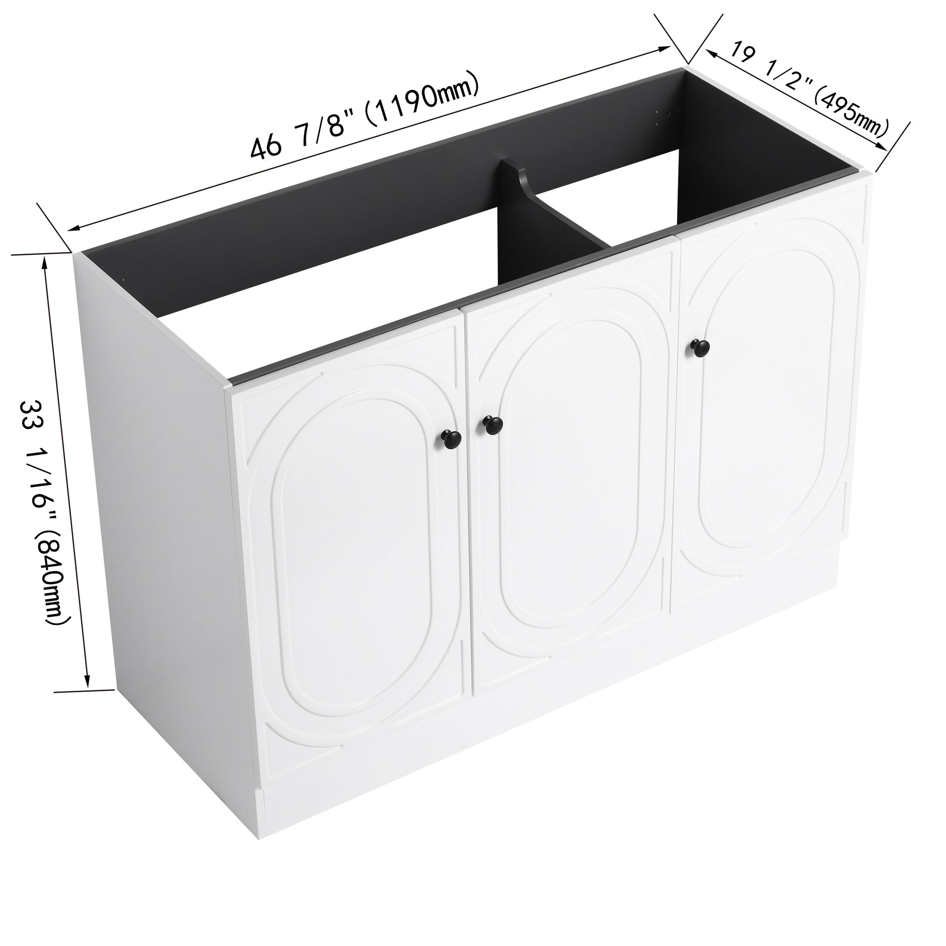 48" Freestanding Bathroom Vanity  & 3 Soft-Close Cabinet Doors (KD-Packing)-Excluding Sink