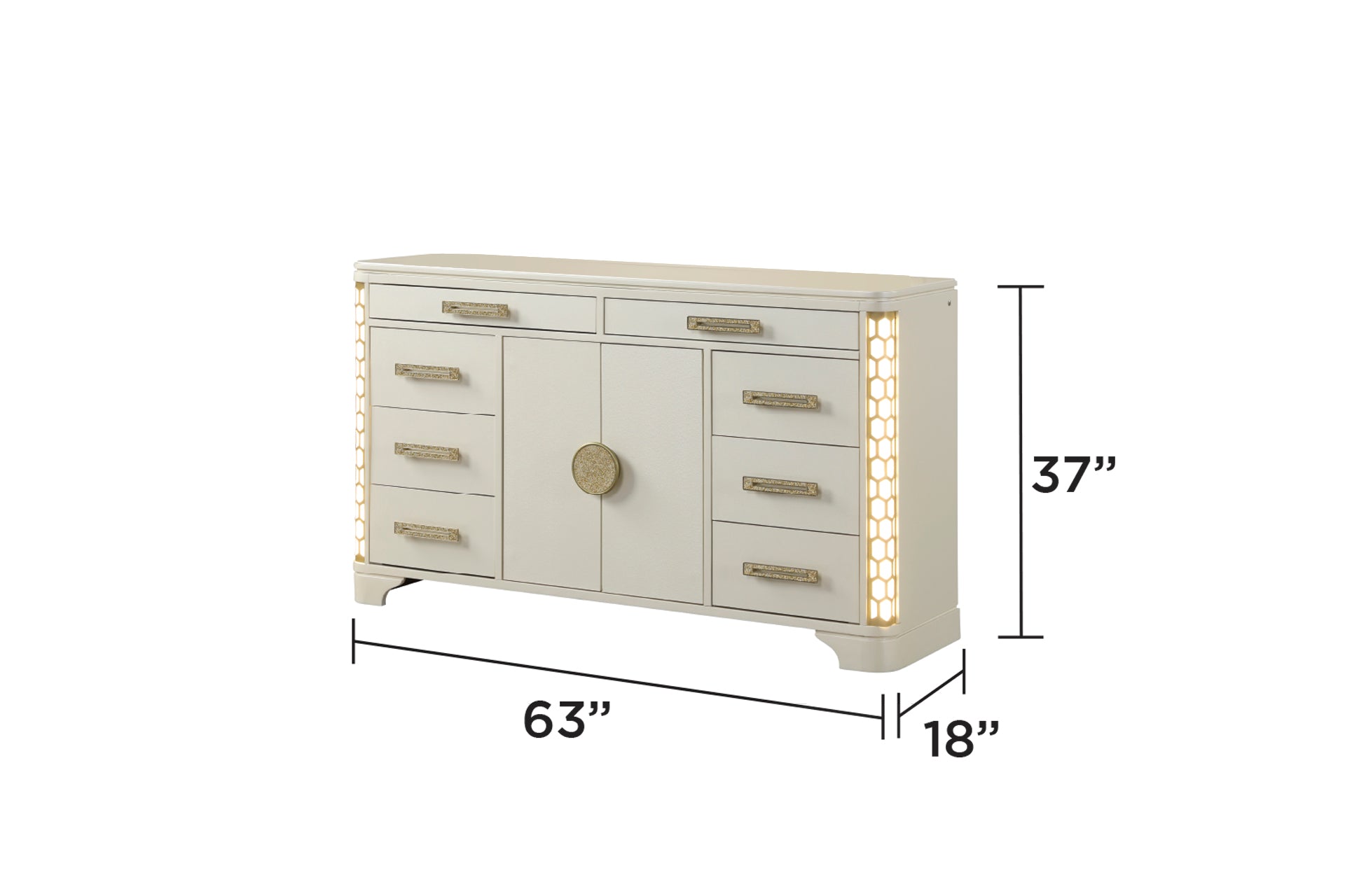 JASMINE Queen 5 Pc Unique LED Bedroom Set made with Wood in Beige (CA INVENTORY)