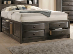 Contemporary Full Size Bed W Footboard Drawers Headboard Bookcase Gray Color 1pc Bed Bedroom Furniture