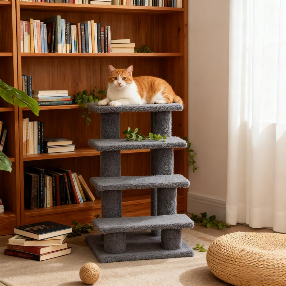 Multi-Level Carpeted Cat Scratching Post Pet Stairs,for Living Room, Bedroom