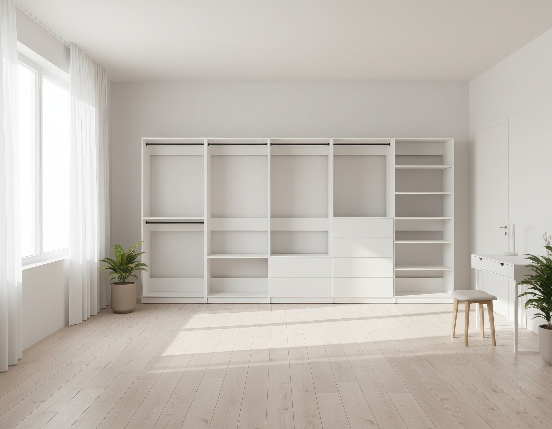 Prosper White Freestanding Walk in Wood Closet System