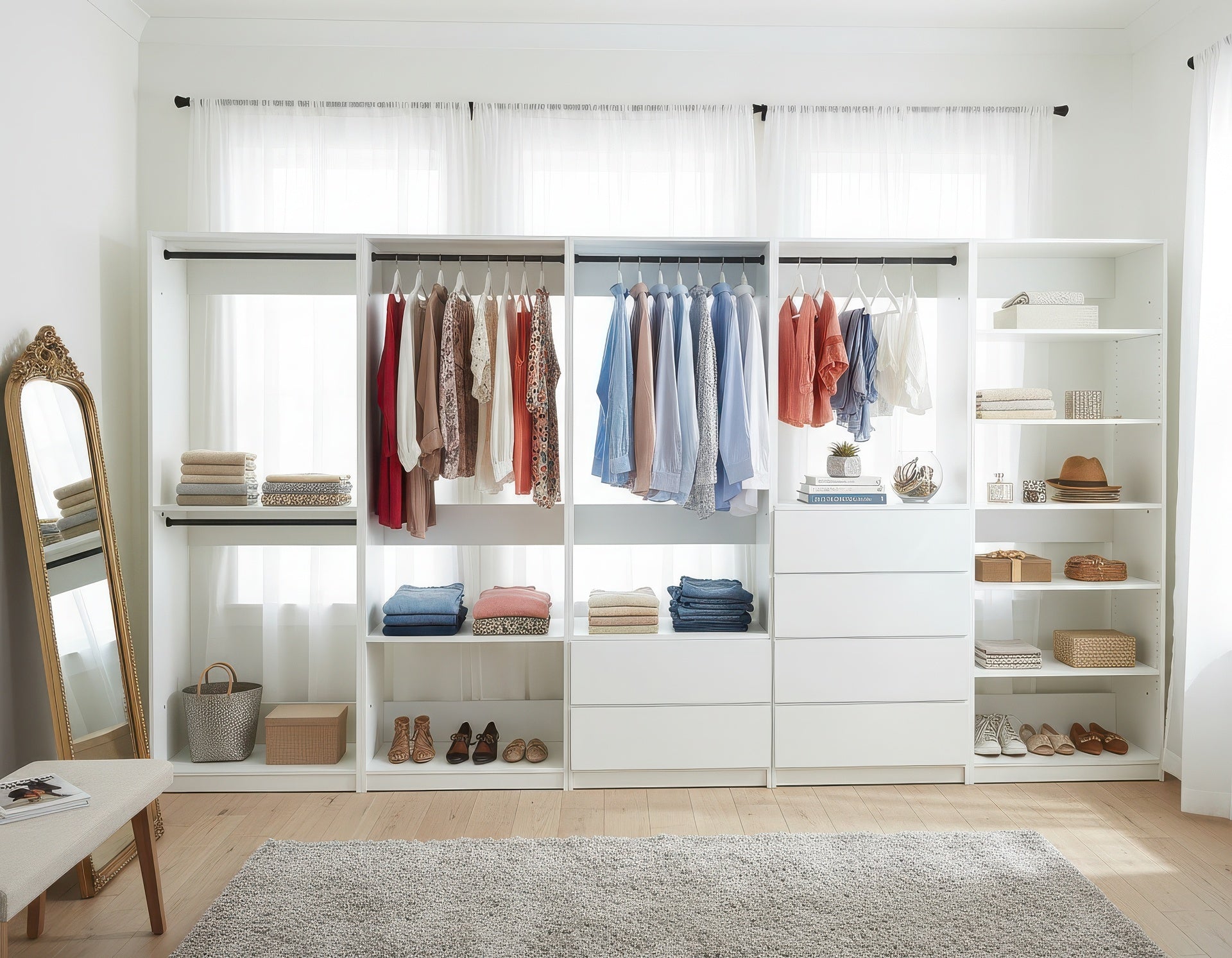 Prosper White Freestanding Walk in Wood Closet System
