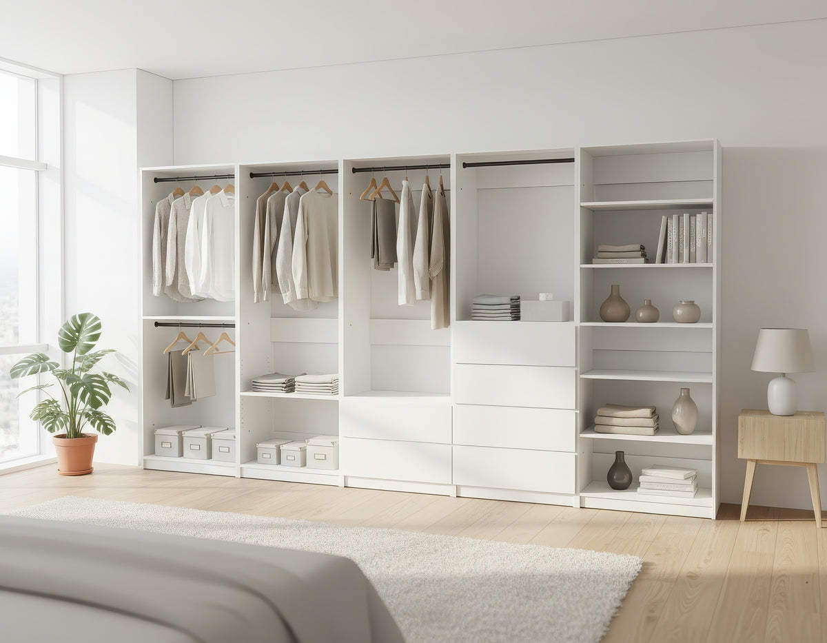 Prosper White Freestanding Walk in Wood Closet System