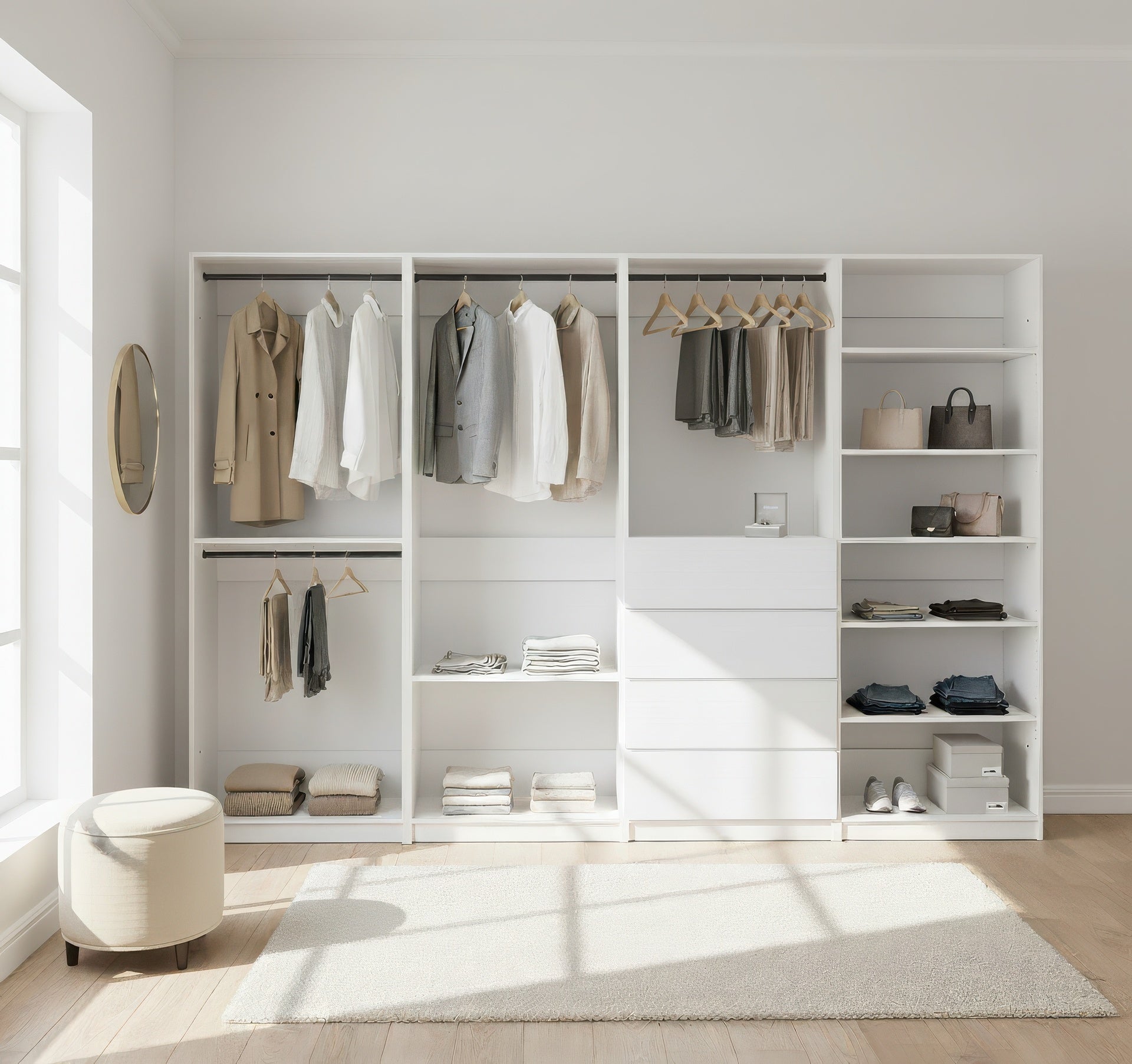 Prosper White Freestanding Walk in Wood Closet System