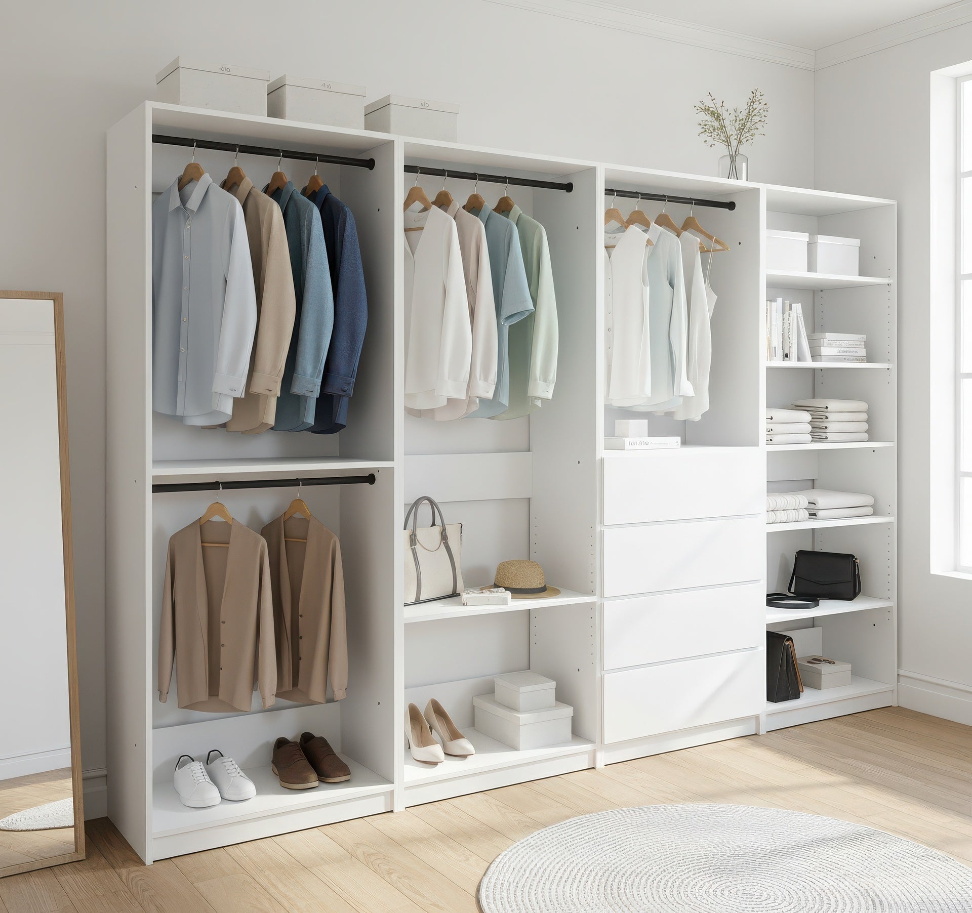 Prosper White Freestanding Walk in Wood Closet System
