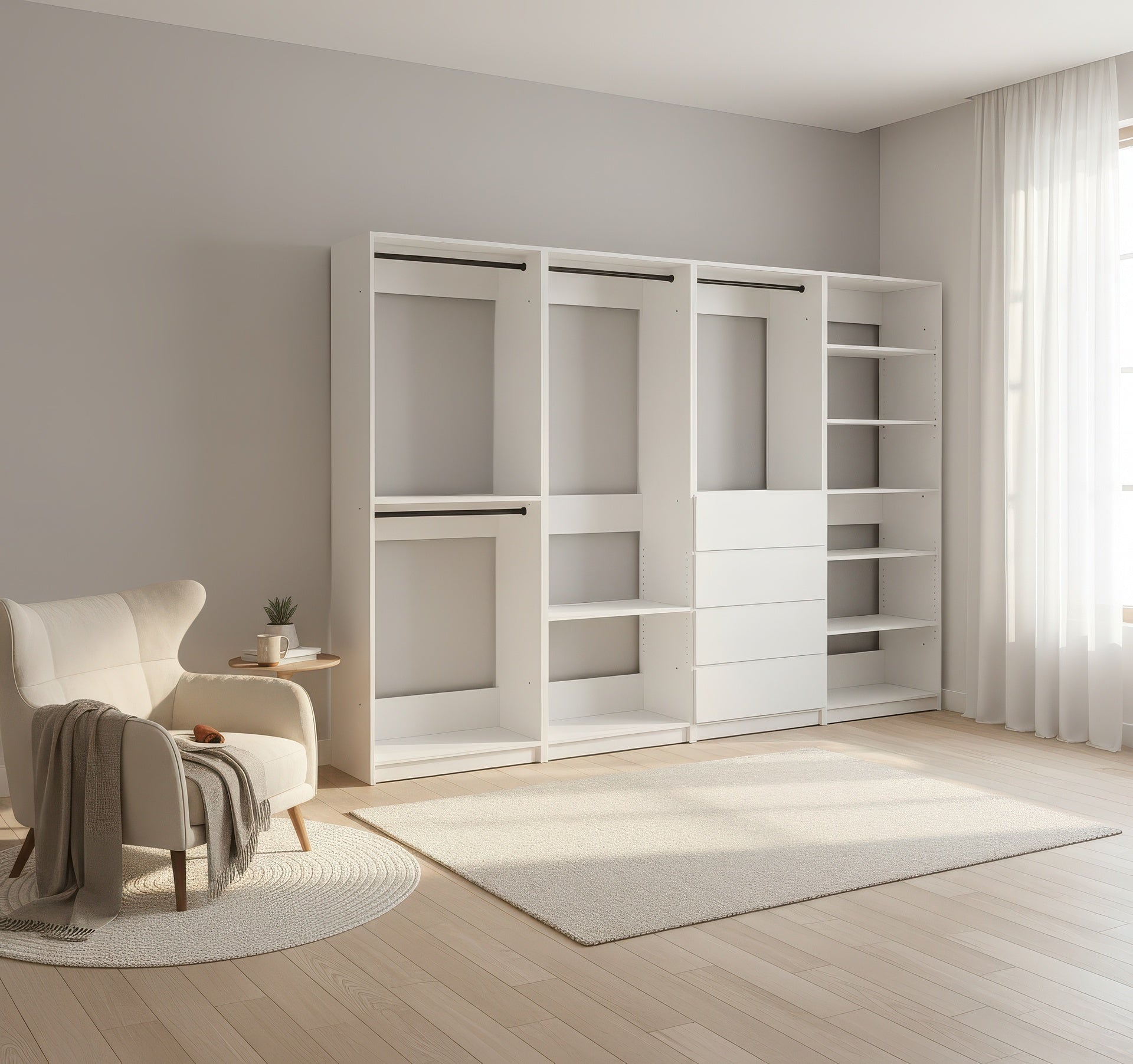 Prosper White Freestanding Walk in Wood Closet System