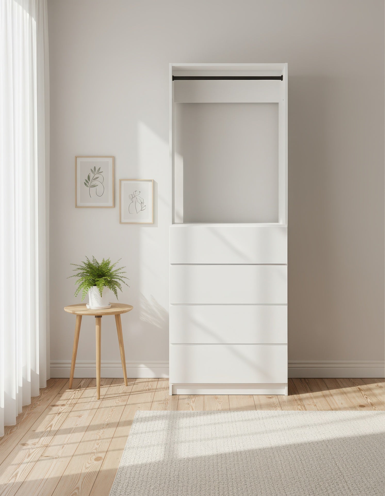Prosper 32 inch White Wood Walk-in Closet with Four Drawers