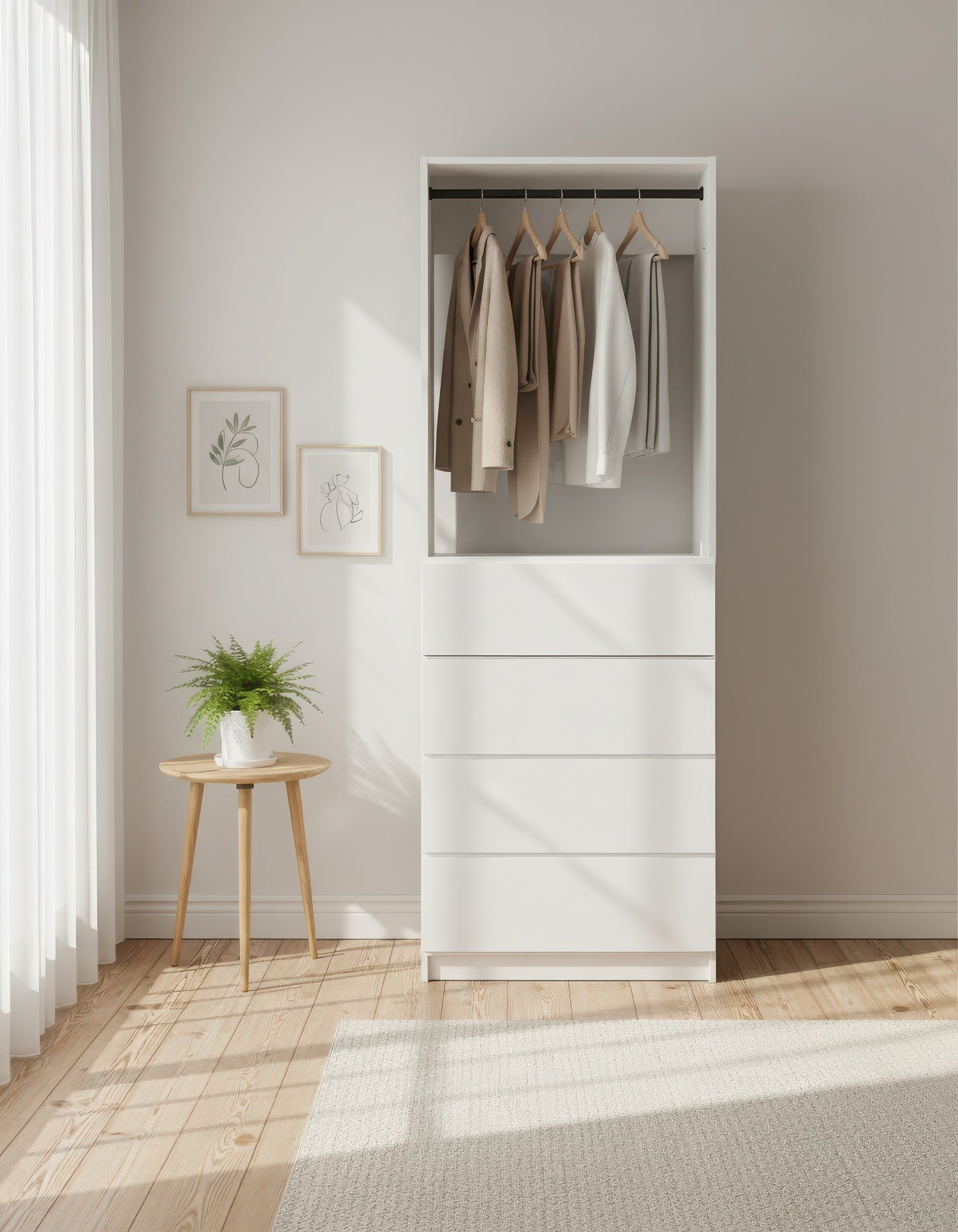 Prosper 32 inch White Wood Walk-in Closet with Four Drawers