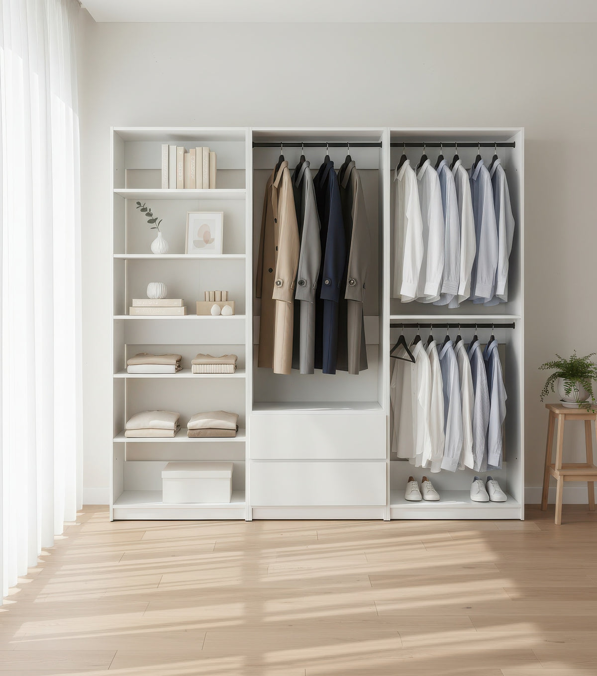 Prosper White Freestanding Walk in Wood Closet System