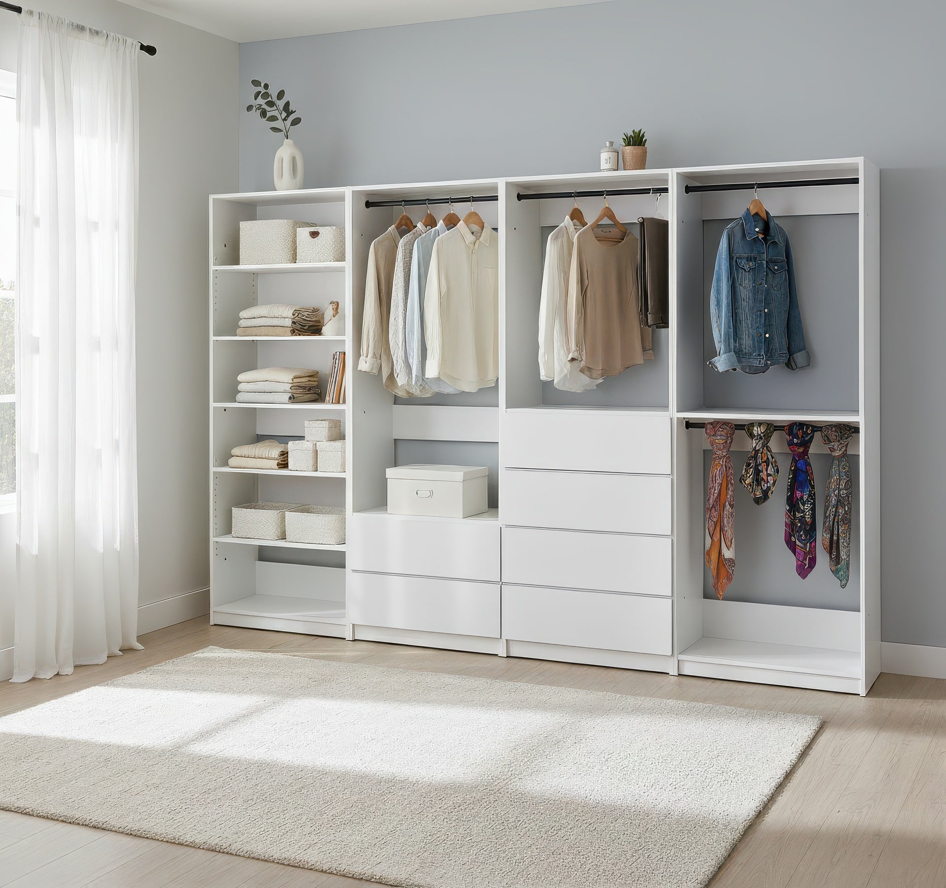 Prosper White Freestanding Walk in Wood Closet System