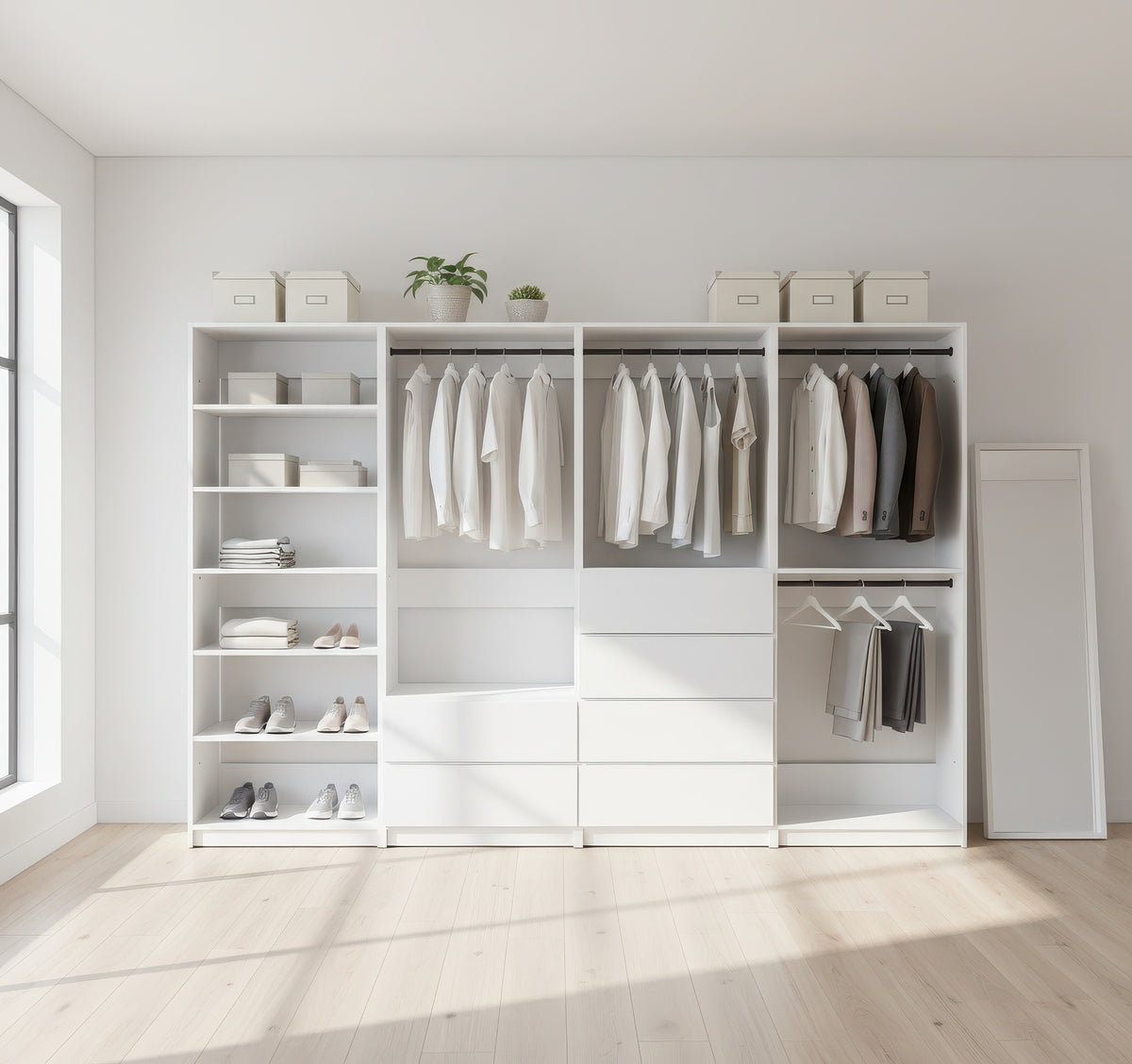 Prosper White Freestanding Walk in Wood Closet System