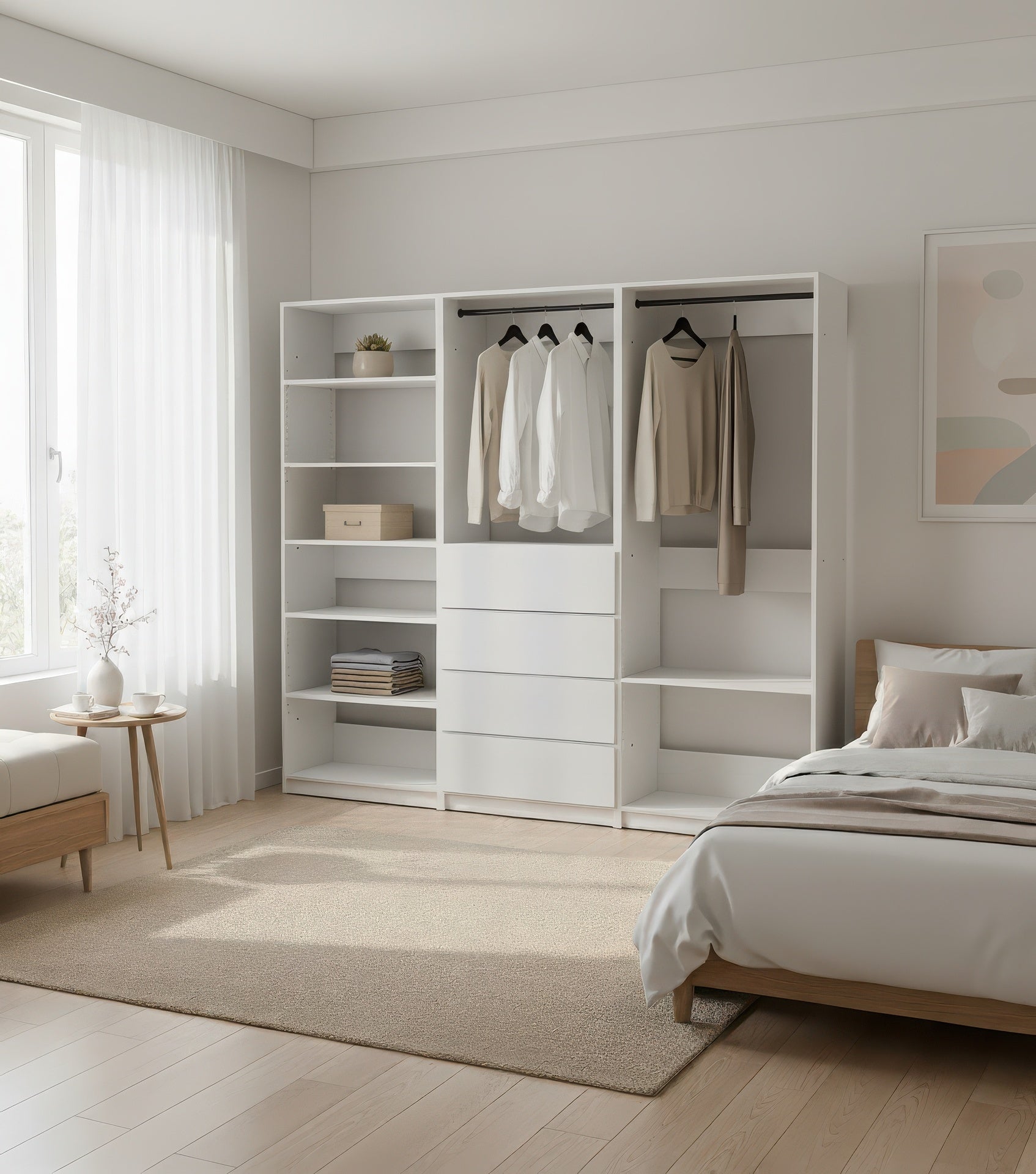 Prosper White Freestanding Walk in Wood Closet System