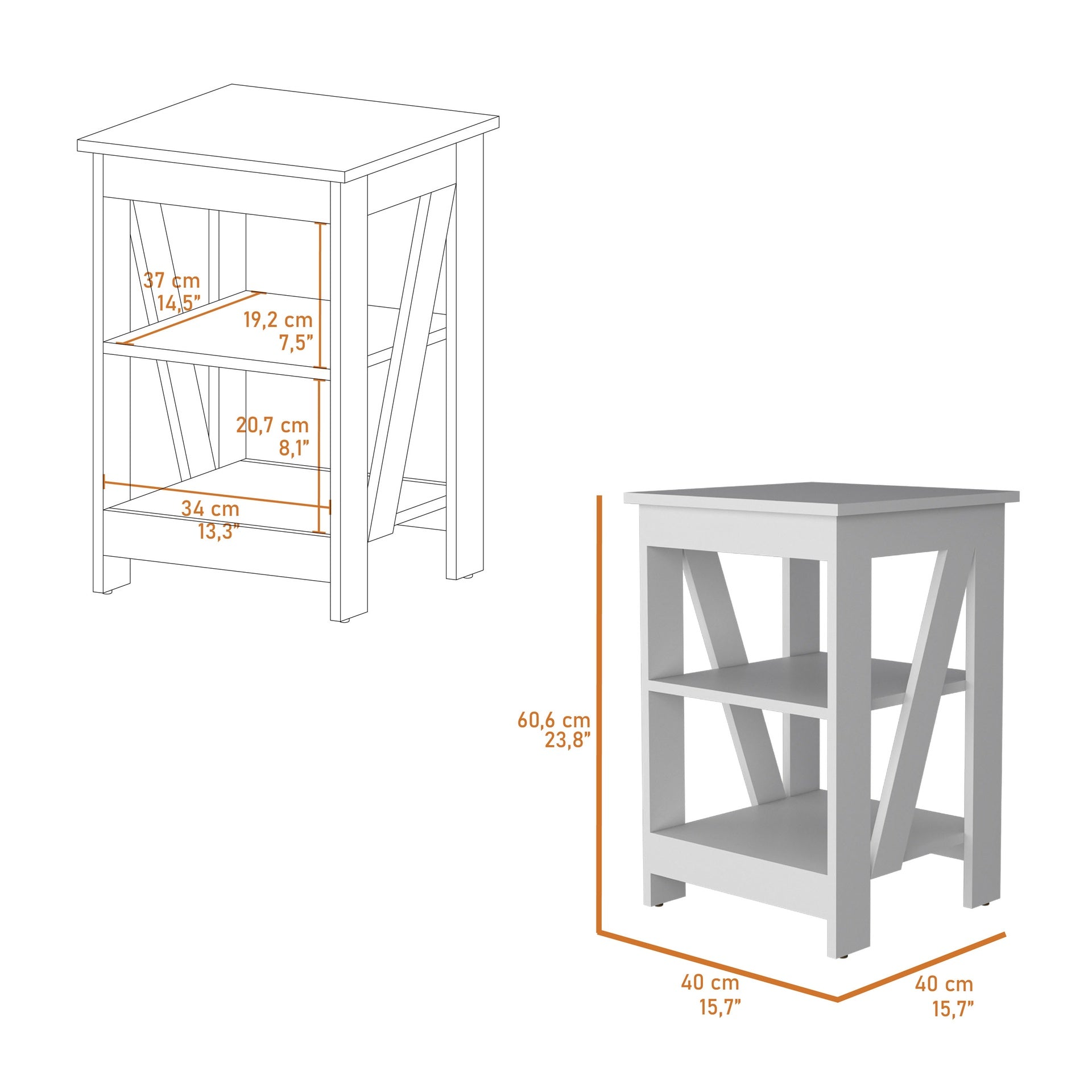 Clio Auxiliary Table, with two shelves