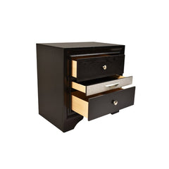 Traditional Style 2 Drawer Nightstand made with Wood in Black Color