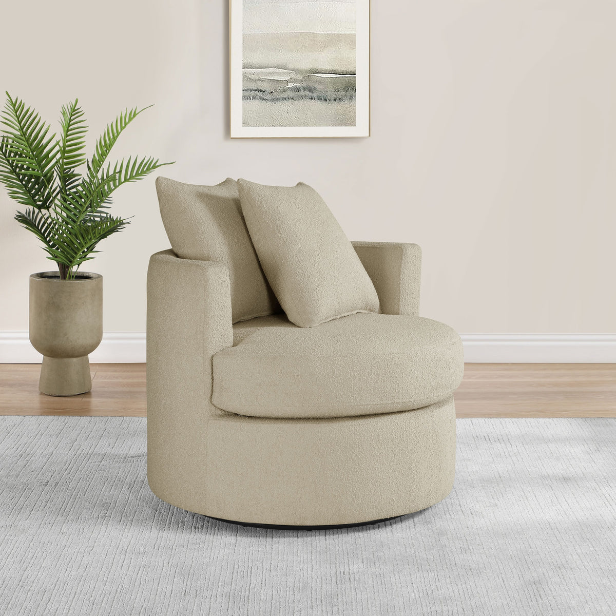 Quinn Camel Upholstered Swivel Accent Chair