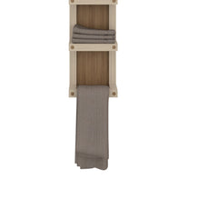 Natural Oak 5-Tier Wall Towel Rack with Shelf