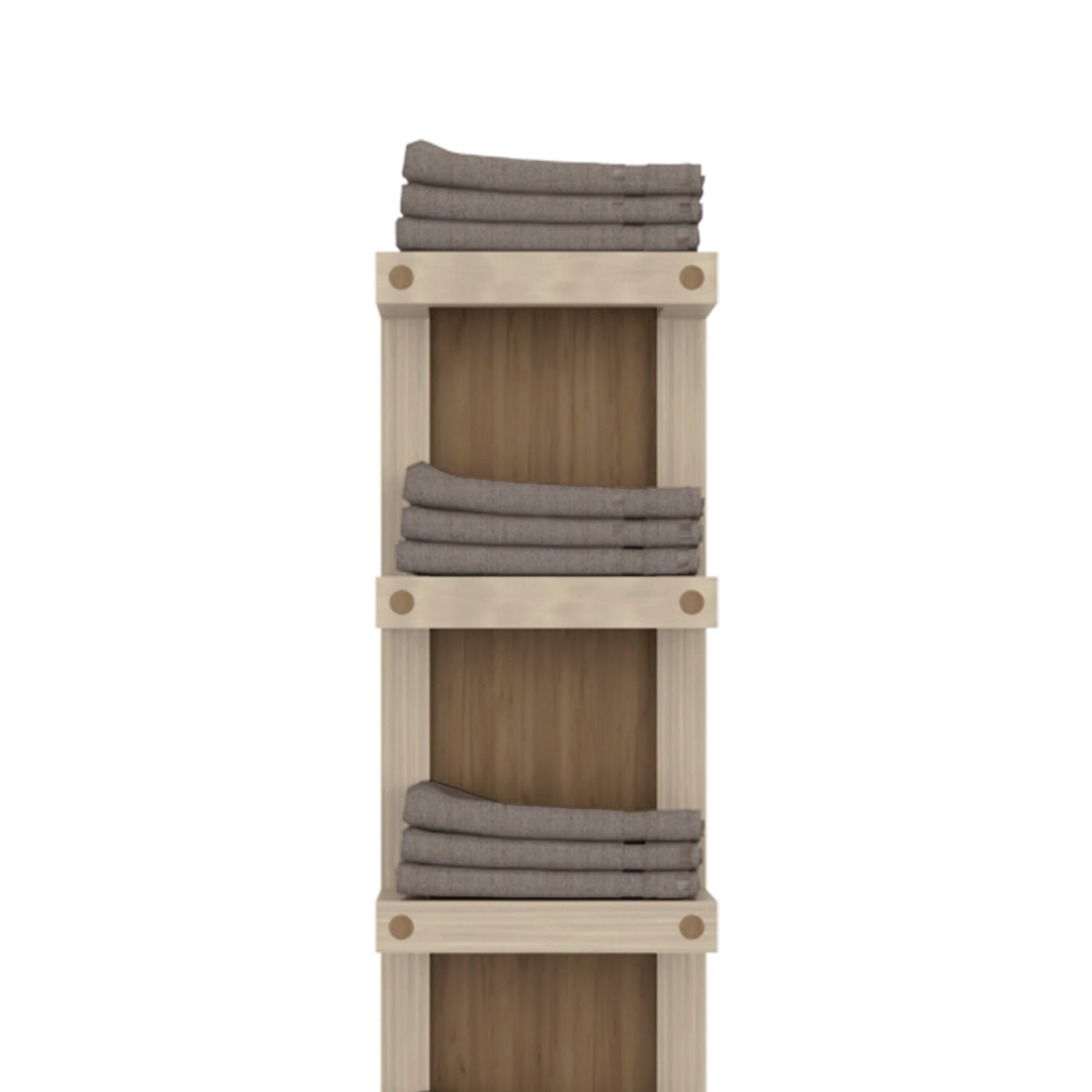 Natural Oak 5-Tier Wall Towel Rack with Shelf