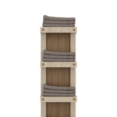 Natural Oak 5-Tier Wall Towel Rack with Shelf