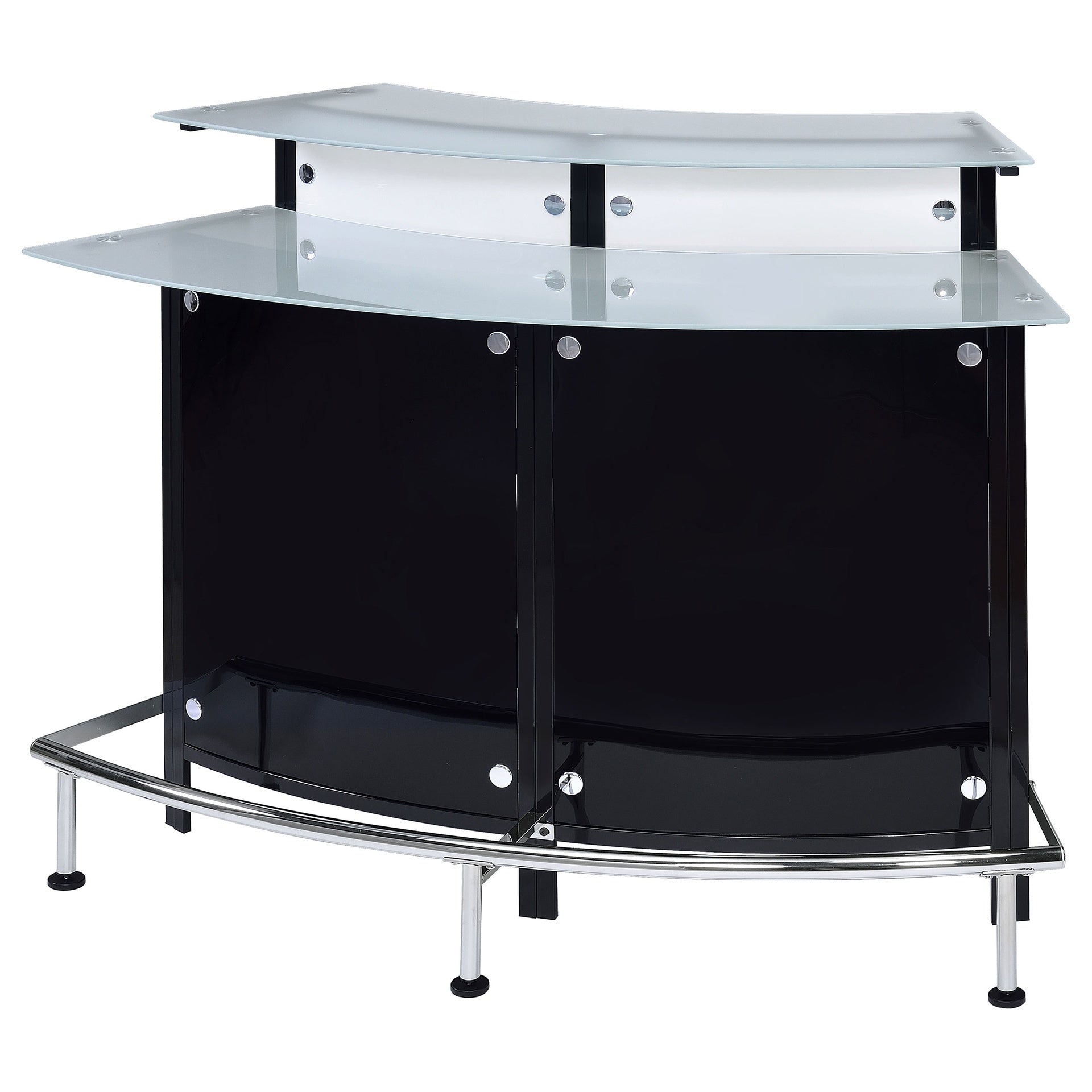 Keystone Black Curved Glass Top Home Bar Wine Cabinet
