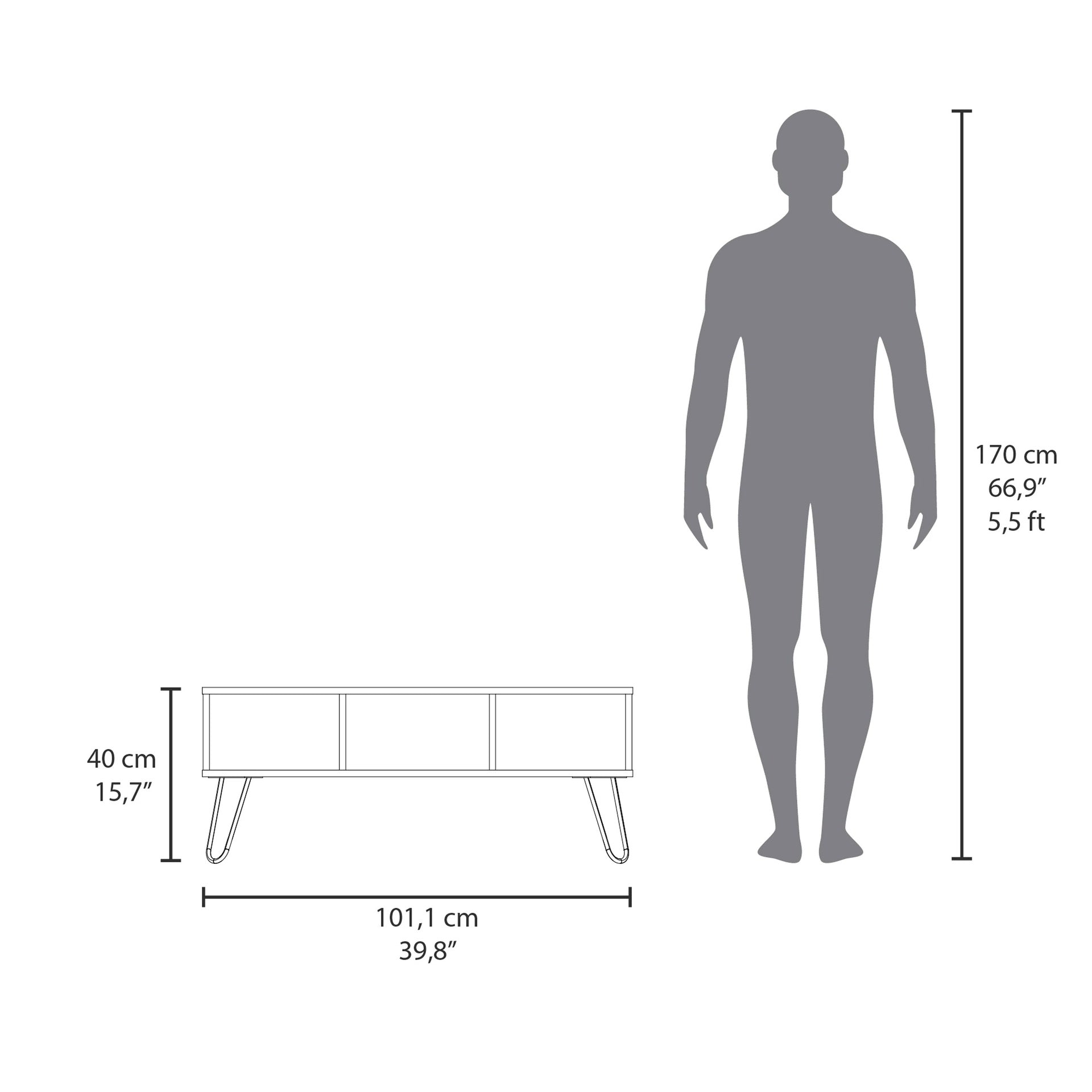 Smoke Coffe Table with 2 Shelf