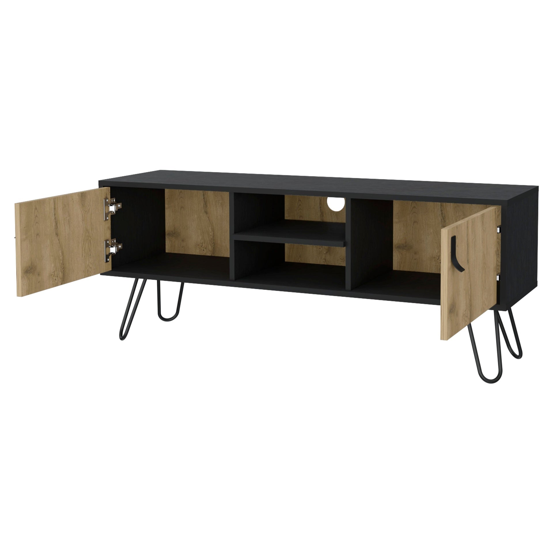 Wenge and Macadamia Hairpin Legs TV Rack