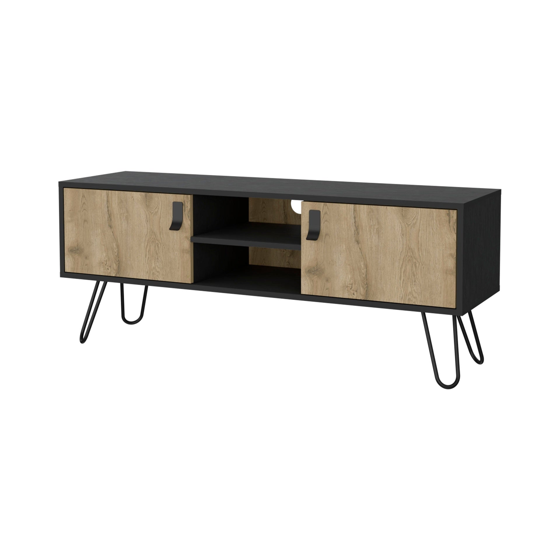 Wenge and Macadamia Hairpin Legs TV Rack