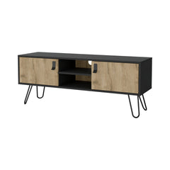 Wenge and Macadamia Hairpin Legs TV Rack