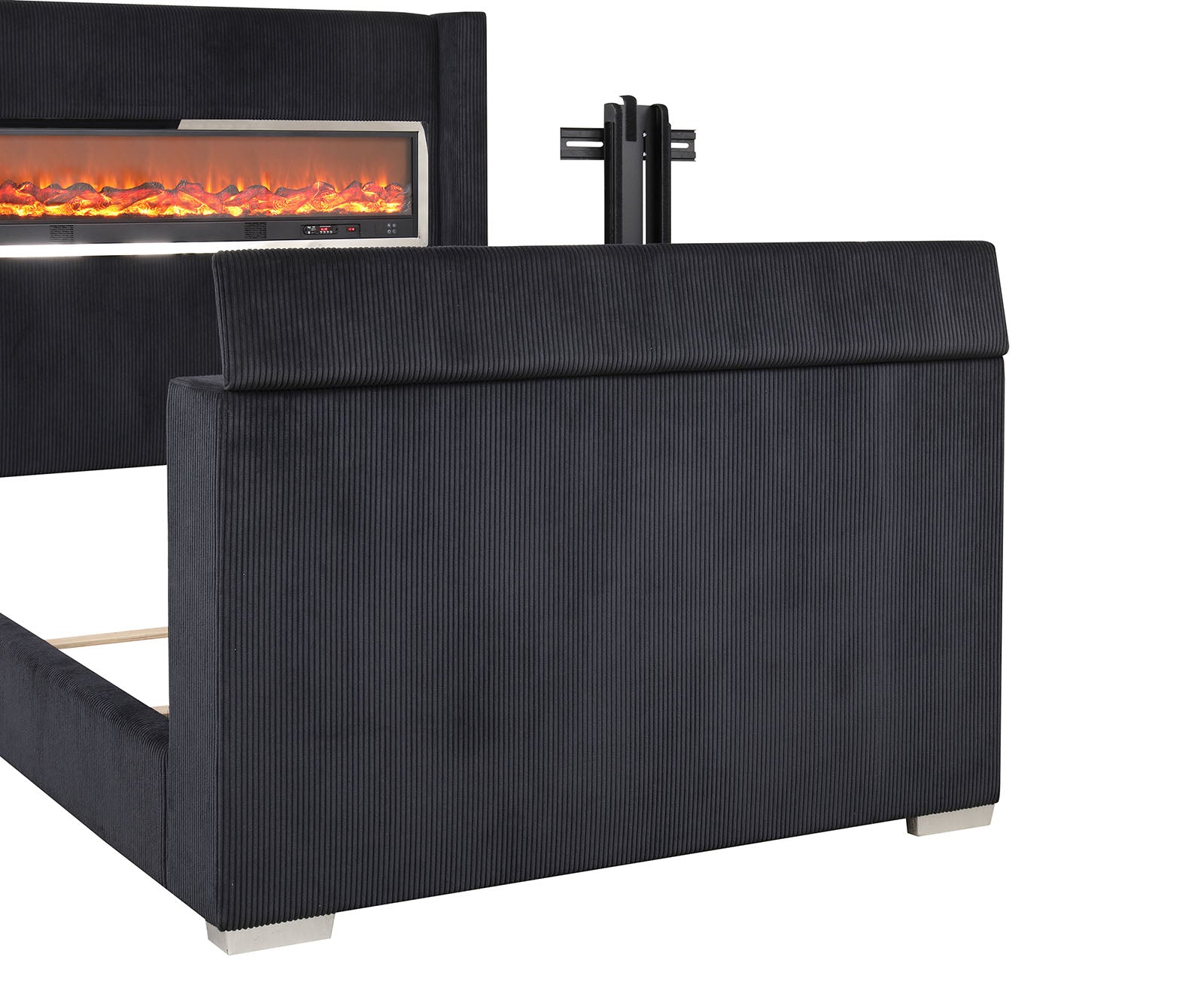 Black Color 1pc Queen Size Bed Wing back Design Headboard Bedroom Furniture TV Lift Footboard Contemporary Style