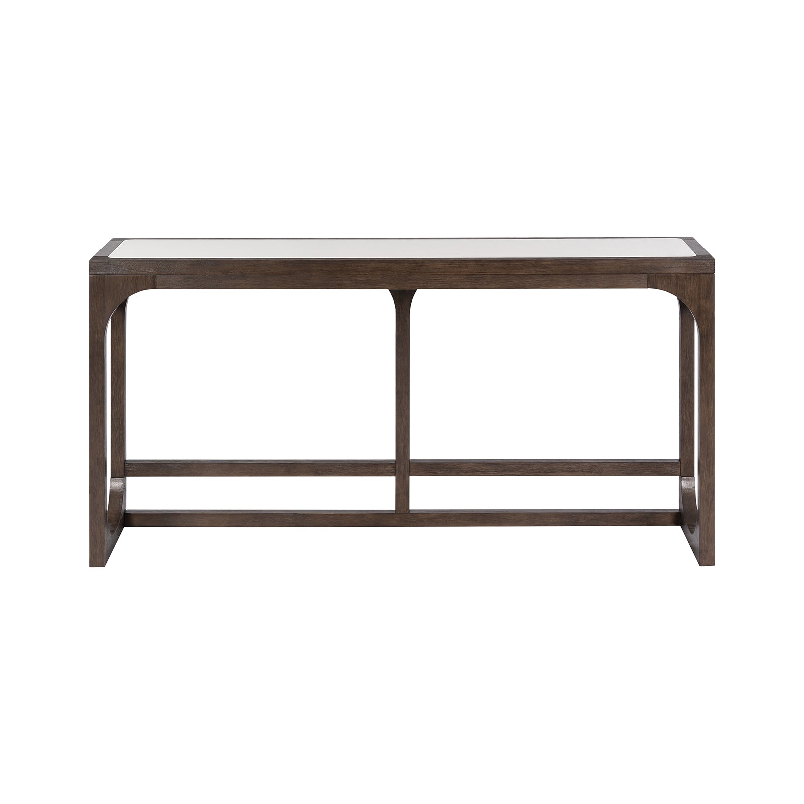 Transitional Style 1pc Sofa Table Quartz Stone Top USB Port Dark Walnut Finish Primary Living Room