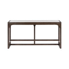 Transitional Style 1pc Sofa Table Quartz Stone Top USB Port Dark Walnut Finish Primary Living Room