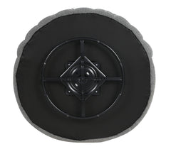 Dark Gray Finish Transitional Style 1pc Button Tufted swivel Round Chair Barrel Style Arms Scattered back Pillow Primary Living Room