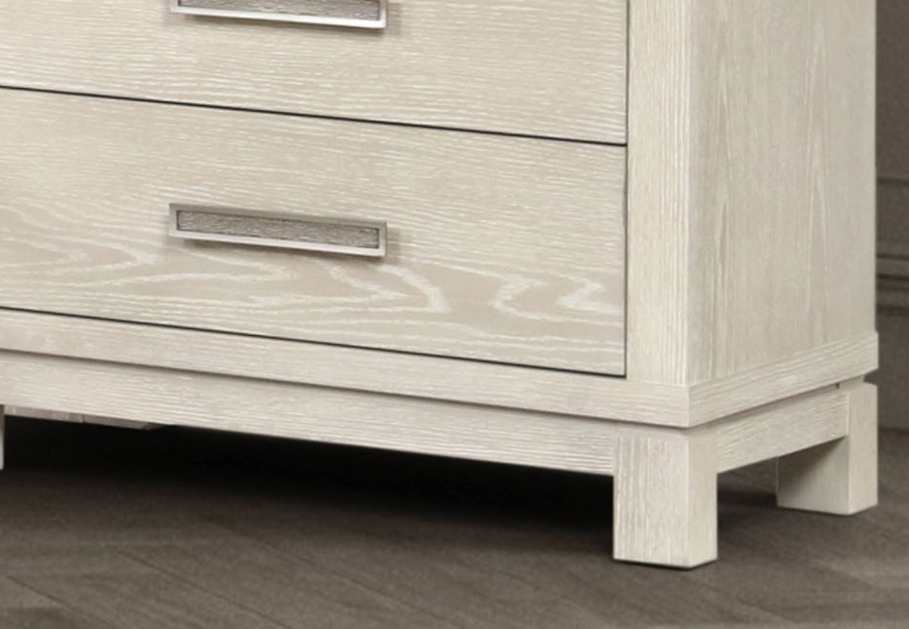 1pc Chest Transitional Style Weathered Gray Finish Linear Metal Handle Ball Bearing Glides English Dovetail Drawers Bedroom Furniture