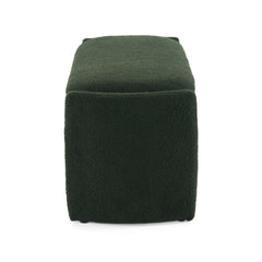 Elegant Long - shaped Storage Ottoman Bench of boucle material with Simple and Grand Design, Dark Green