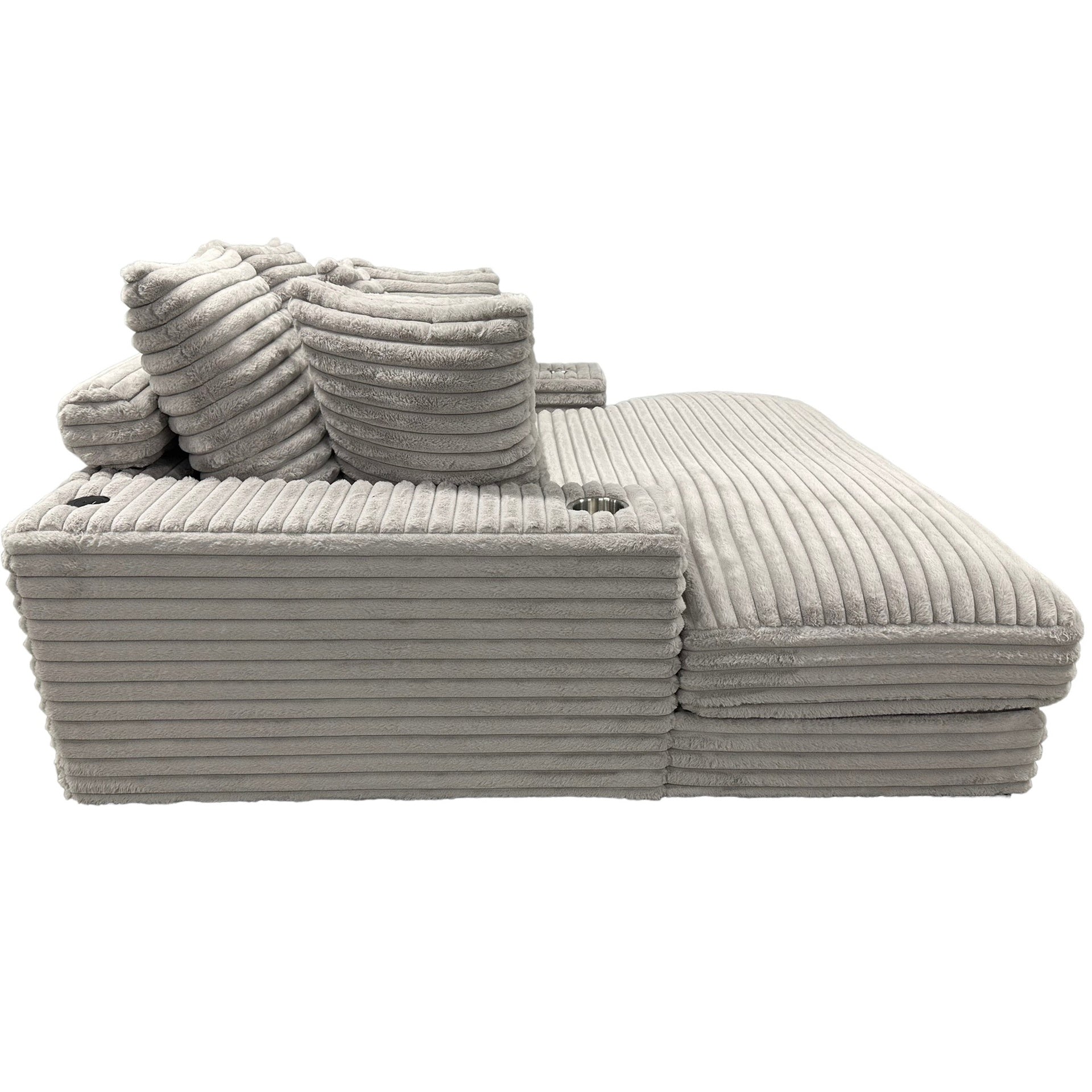 Oversized Cuddler Chaise Sofa with Cupholder and USB, Living Room Accent Chair, Grey