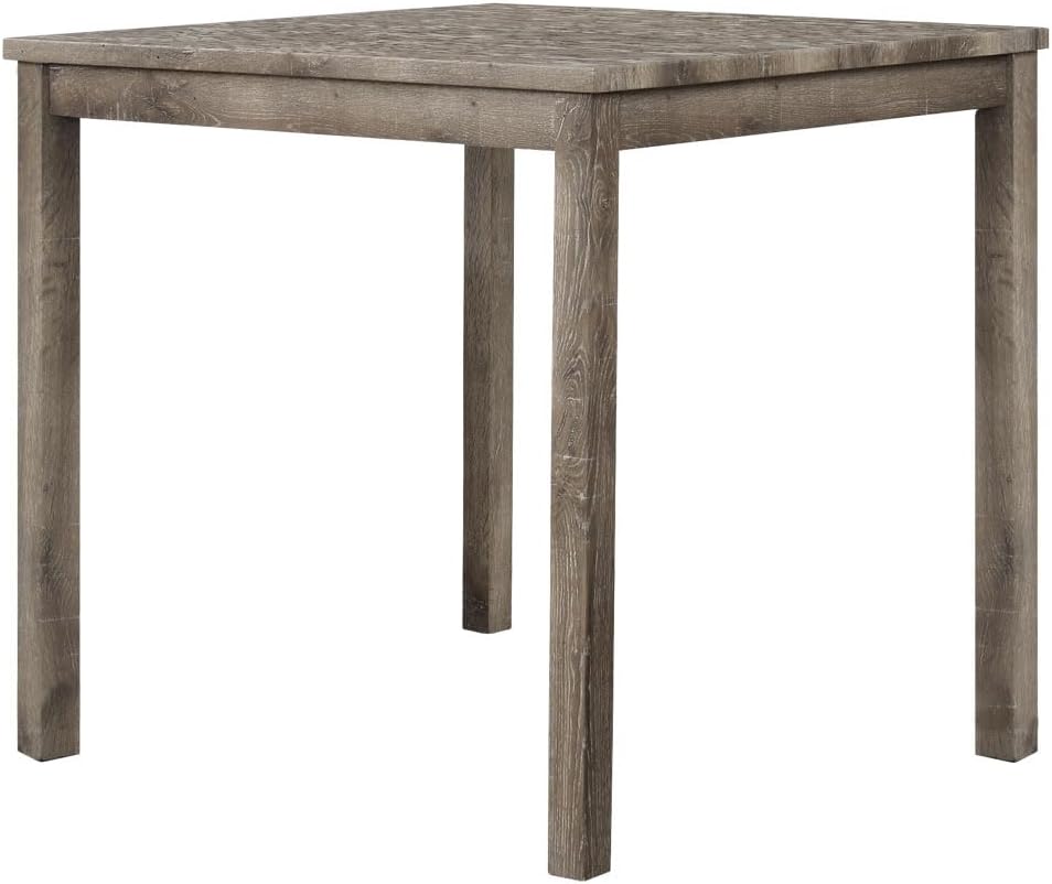 5 Piece Transitional Counter Dining Set, 36-inch Square Dining Table with 4 Tufted Counter Height Stools, Oak